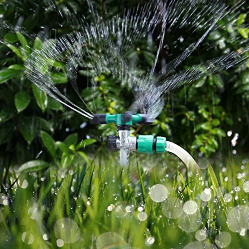 BESTOMZ 360 Degree Lawn Sprinkler 3-Arm Lawn Garden Sprinkler