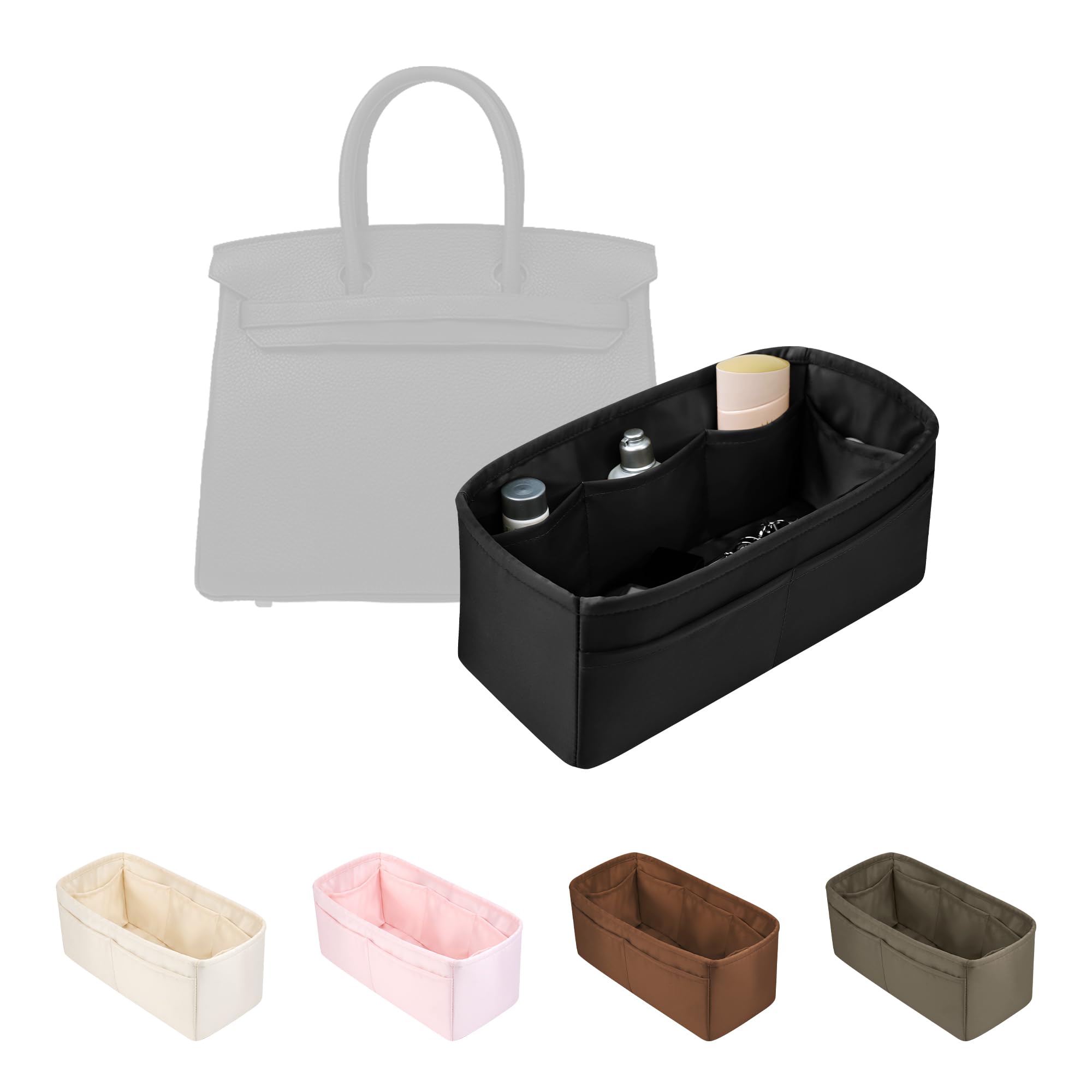 Photo 1 of Purse Organizer Insert for Birkin 25, Satin Bag Insert Compatible with Hermes, Lightweight and Soft Touch Inner Bag for Women Luxury Handbags, Multicolor Options(Black, BK25 Retourné)