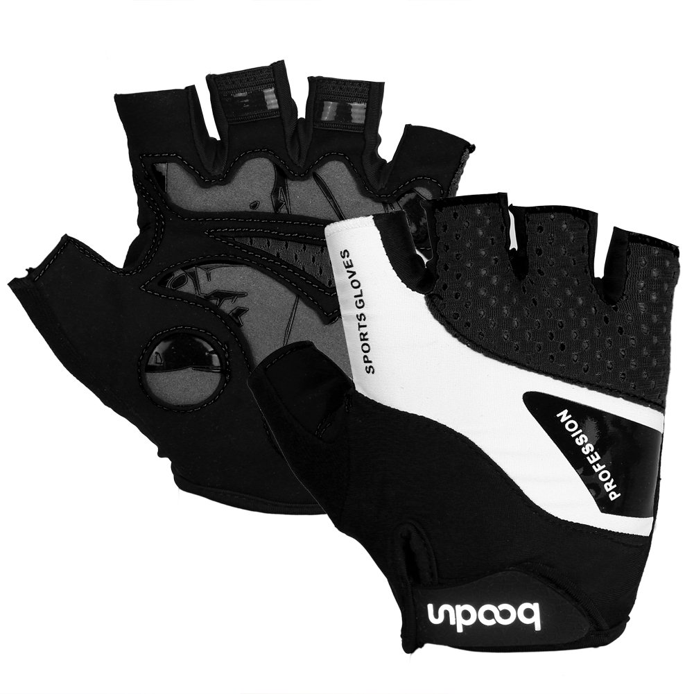 Vbiger Cycling Gloves, Men\'s Half Finger Biking Gloves MTB Gloves with Anti-Shock Gel Pad (B-Black, XL)