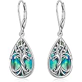 925 Sterling Silver Filigree Dangle Drop Earrings Daisy/Lotus/Rose Flower/Moonstone Leverback Teardrop Earrings for Women Infinity Celtic Knot Daisy Lotus Jewelry for Mothers Day