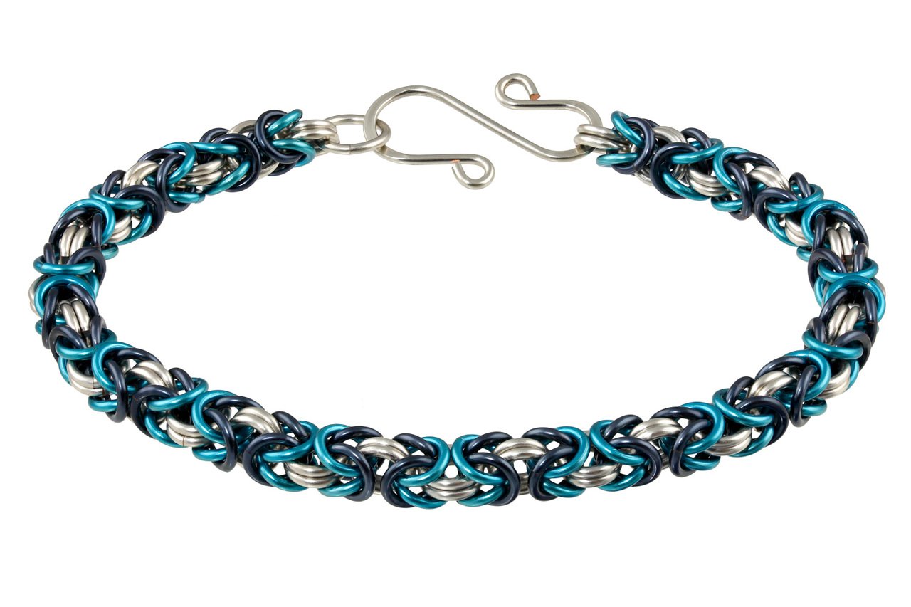 Weave Got Maille 3-Color Byzantine Chain Maille Bracelet Kit, Misty Blue