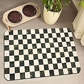 Dog Food Mats for Floors Waterproof, Pet Water Bowl Mats Pet Feeding Absorbent Placemats Plaid 12 * 20 inch