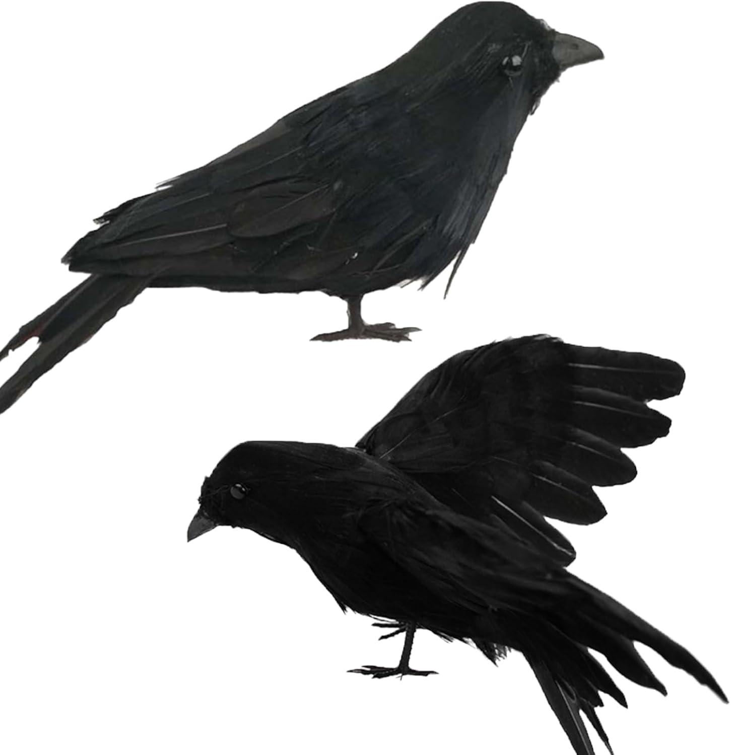 Holiday Décor Storage - Fashionwu Halloween Decoration Realistic Crows Halloween Handmade Crow Prop Feathered Black Crows Props Raven Scene Birds Decoration - 1pc Flying Crow + 1pc Standing Crow