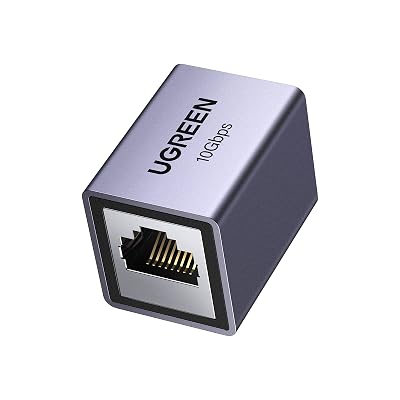 UGREEN Ethernet Extender 10Gbps, Ethernet Coupler for Cat8 Cat7 Cat6 Cat5 Cable, 328ft Long Distance Extend, Aluminum Alloy Shell, Space Grey