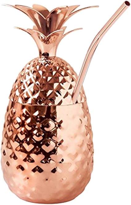 Tazza Da Cocktail Da 350 Ml In Acciaio Inox Con Bicchiere Di Ananas Oro Rosa Amazon It Casa E Cucina