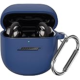 Case for Bose QuietComfort Earbuds II(2022)& New Bose QuietComfort Ultra Case (2023), WOFRO Silicone Protective Skin Cover for New Bose QuietComfort Earbuds 2 Accessories with Carabiner (Blue)