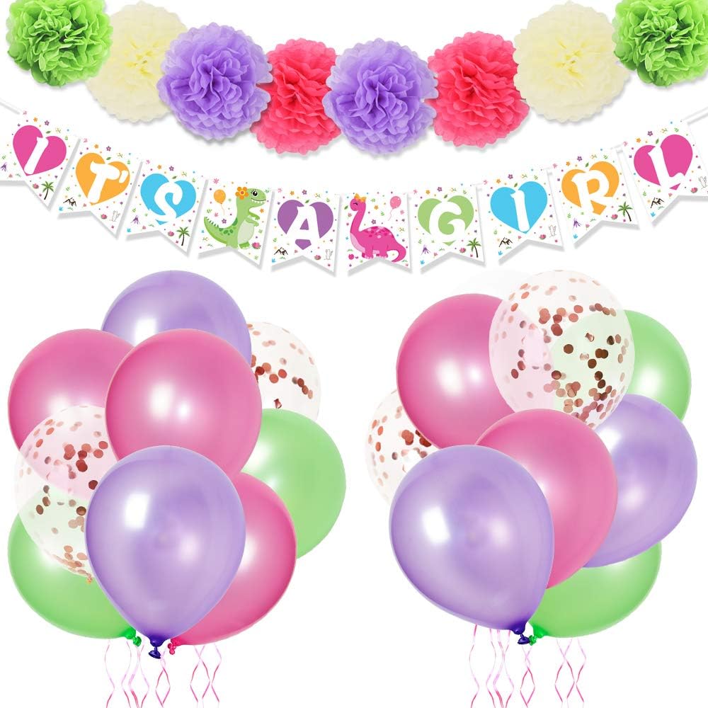 girl dinosaur baby shower decorations