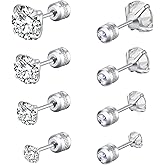 IUITY Stud Earrings Sets for Women Men Ball Cartilage Stud Earrings for Multiple Piercing Surgical Steel Cartilage Cubic Zircon Studs Hypoallergenic Lightweight Helix Flat Back Earrings Jewelry