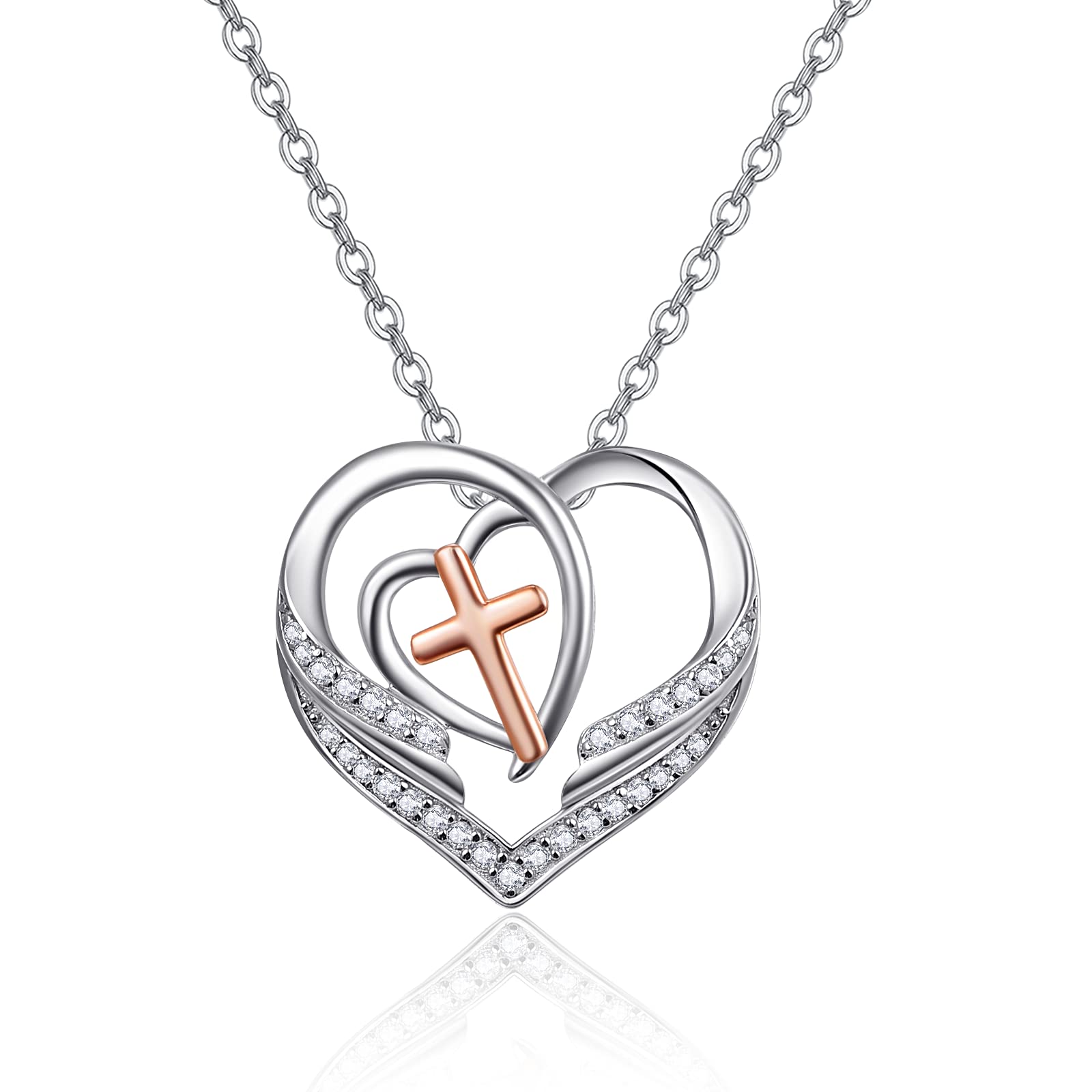 praymos Silver Necklaces for Women Feather Pendant Jewellery for Women Guardian Angel Wings Necklace for Women Girls