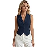winkbay Women's Summer Button Up Sleeveless Blazer Vest Elegant Lapel Collar Business Casual Waistcoat