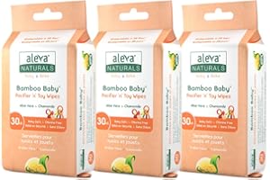 Aleva Naturals Bamboo Baby Pacifier and Toy Wipes - Natural and Organic Ingredients with Lemon Oil, Safely Cleans Bottles, Ni