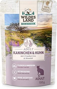 Wildes Land Nourriture Humide Pour Chat N 4 Lapin Et Poulet 12 X 100 G Sans Cereales Extra De Viande Meilleure Acceptation Et Tolerance Amazon Fr Animalerie