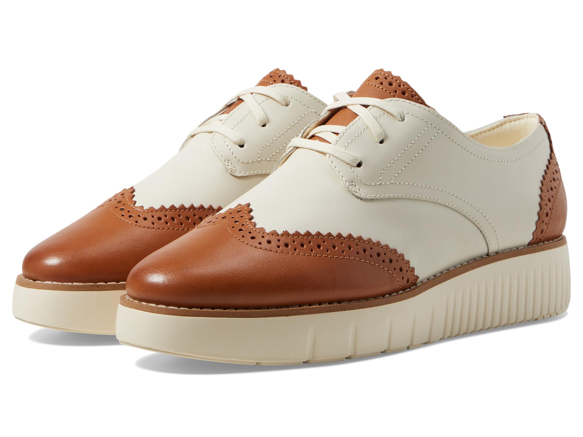 Cole Haan Women’s Grand City Platform Oxfords, Dark Caramel/Ivory, 5-B US