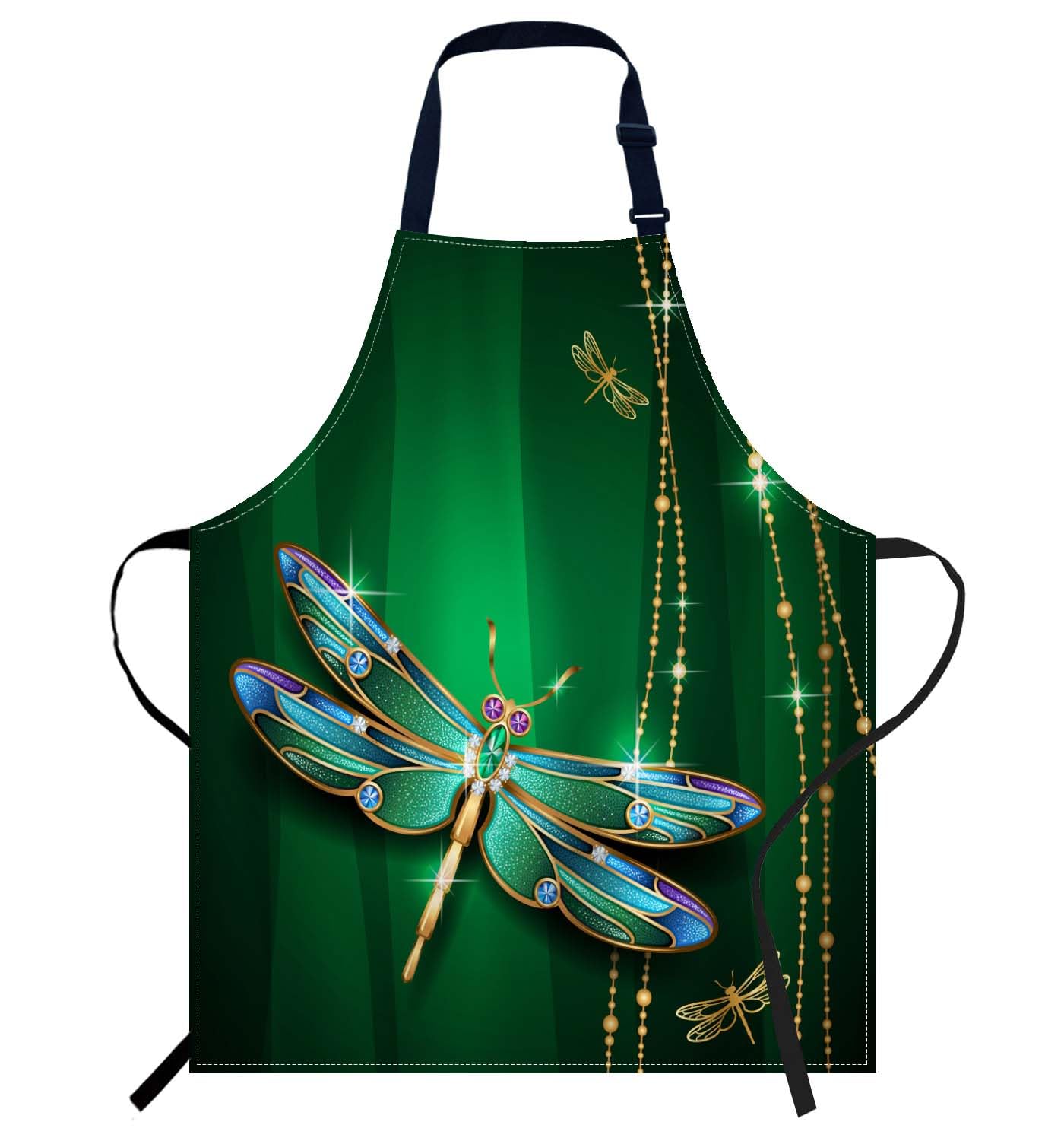 Smooffly Beautiful Vivids Dragonfly Apron Unisex Adjustable Bib Apron Cooking Kitchen Chef Women Men Aprons for Home Kitchen, Restaurant,Coffee House,Shop,Garden