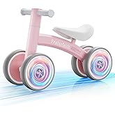 Baby Balance Bike for 1 Year Old Boys Girls, Toddler First Bike with 4 Colorful Lighting Wheels | 10-36 Month Toddler Balance Bike | First Birthday Gifts (Baby Pink)