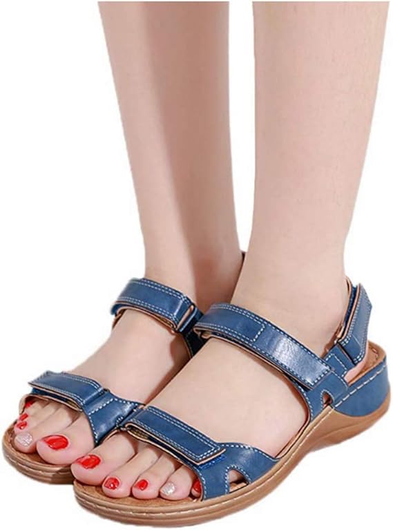 Amazon.com: Women's Orthopedic Open Toe Leather Sandals-Premium Comfy Hook and Loop Closure 