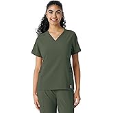 Carhartt Force Cross-Flex Scrubs for Women, Knit Panel Scrub Top - Olive, XL
