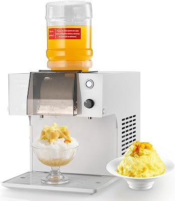 Broyeur à Glace Pilée 60 kg/24 h, Machine à Glace Râpée Flocon de Neige, avec Lame en Acier Inoxydable, Réservoir de 1,8 L, Pré-refroidissement Rapide, pour Dessert Boulangerie Café Maison