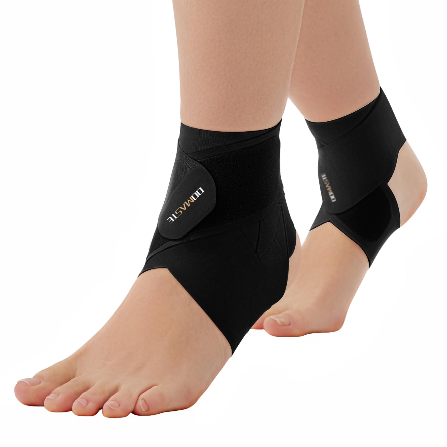 Photo 1 of Domaste Ultra Thin Ankle Wraps Ankle Brace for Men ? Women, Adjustable Ankle Straps for Arch, Sprained Foot, Tendinitis, Football, Basketball, Running?Black, 2 Pack?