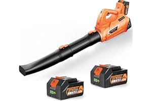 EKACO Leaf Blower - 320CFM 180MPH 21V Leaf Blower Cordless with 2 X 5.0 Ah Battery & Charger, Electric Leaf Blower Battery Powered Leaf Blower Lightweight for Snow Blowing & Lawn Care Yard Cleaning