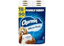 Charmin Ultra Soft Cushiony Touch Toilet Paper, 18 Family Mega Rolls = 90 Regular Rolls