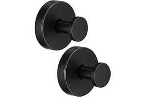 WZKALY Black Suction Cup Hooks for Shower, Stainless Steel No Dilling Robe Hooks, Suction Cup Removable Towel Hooks for Bathr