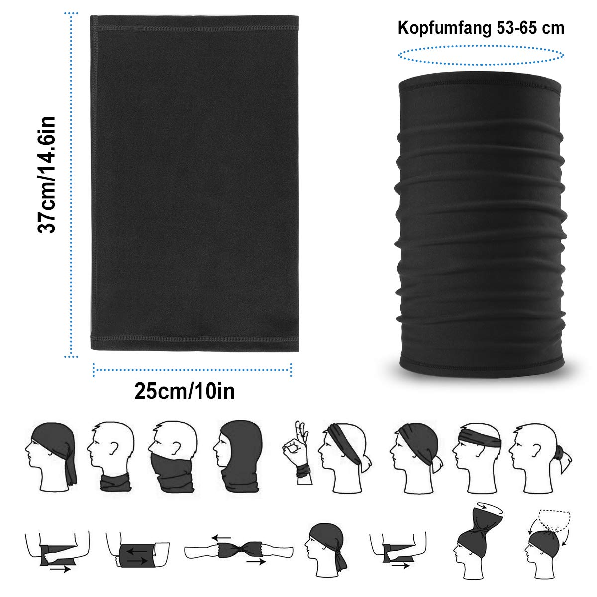 HASAGEI Winddichter Fleece-Schlauchschal für Damen und Herren zum Laufen, Skifahren, Joggen, Radfahren, Snowboarden, Motorradfahren, Outdoor-Sport 6