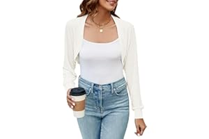Imily Bela Women's Summer Cropped Cardigan Casual Long Sleeve Knit Sweaters Open Front Bolero Shrugs for Dresses