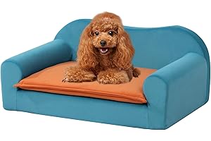 AFBKSS&BB Cat Foam Sofa Bed, Small Pet Couch, Puppy Dog Couch with Removeable & Washable Cushion for Small Dogs Cats(Blue)