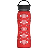 Lifefactory 22oz Bottle Classic Cap Helix Sleeve Charged Red