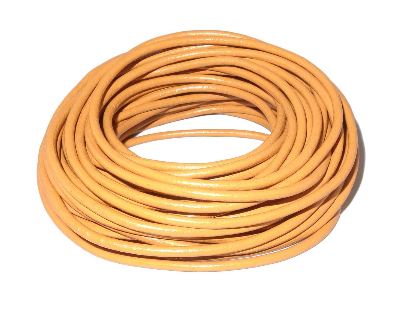Cords Craft® | 2.0mm Round Leather Cord for Jewelry Making Bracelet Necklaces Hair Accessories Dog Collar Beading Work Hobby and DIY Craft (Marigold) | Roll of 10 Meters Leather String Cord