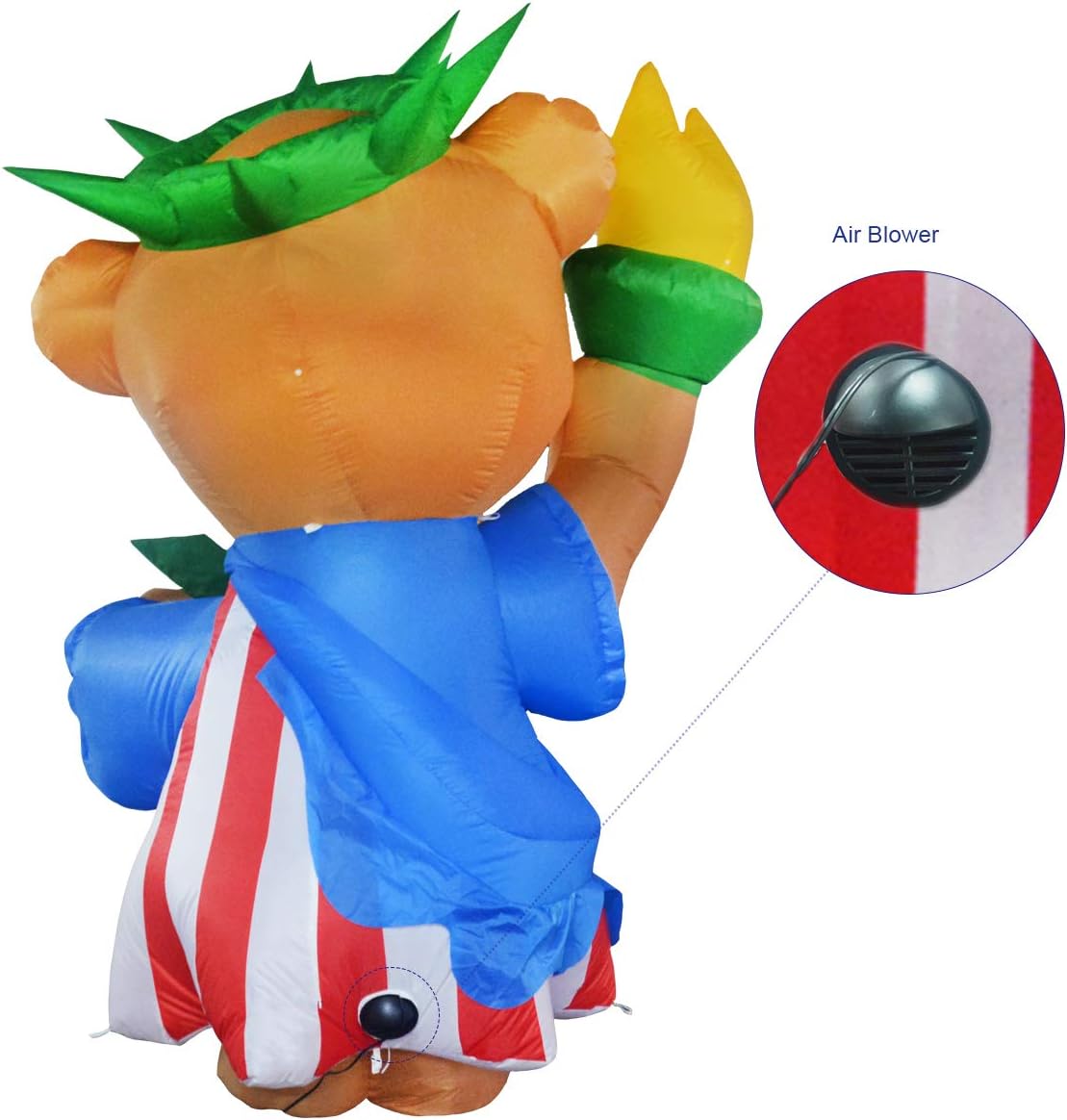 GOOSH 6 ft Tall Patriotic Independence Day Inflatable American Bear with Torch and USA Book Blowup Inflatables with Build-in LED Lights for Party Indoor,Outdoor,Yard,Garden,Lawn Decorations: Garden & Outdoor