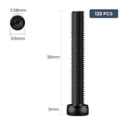 BNUOK 120pcs M3 x 30mm Hex Socket Head Cap Screws