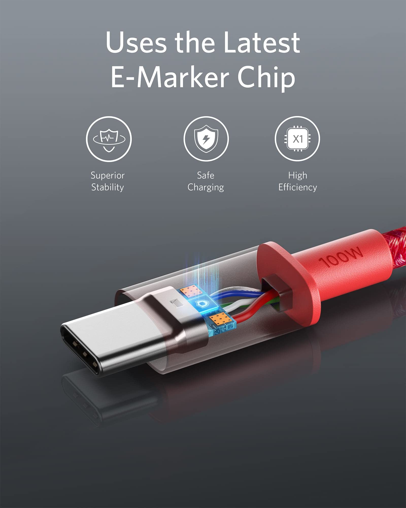 Anker USB C to USB C Cable (6FT, 2Pack), Type-C 100W Charger Cord Fast Charging for iPhone 16 Series,MacBook Pro 2020,Pixel and More(Red)