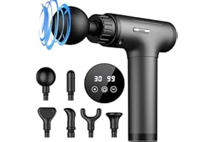 GVBER Massage Gun, Massage Gun Deep Tissue, Handheld Back Massager for Athletes, Percussion Muscle Massager with 6 Attachments & 30 Speed, Father's Day, Grey