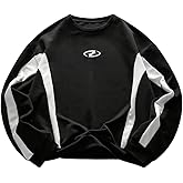 SHENHE Men's Color Block Crew Neck Sweatshirts Casual Long Sleeve Loose Pullover Tops