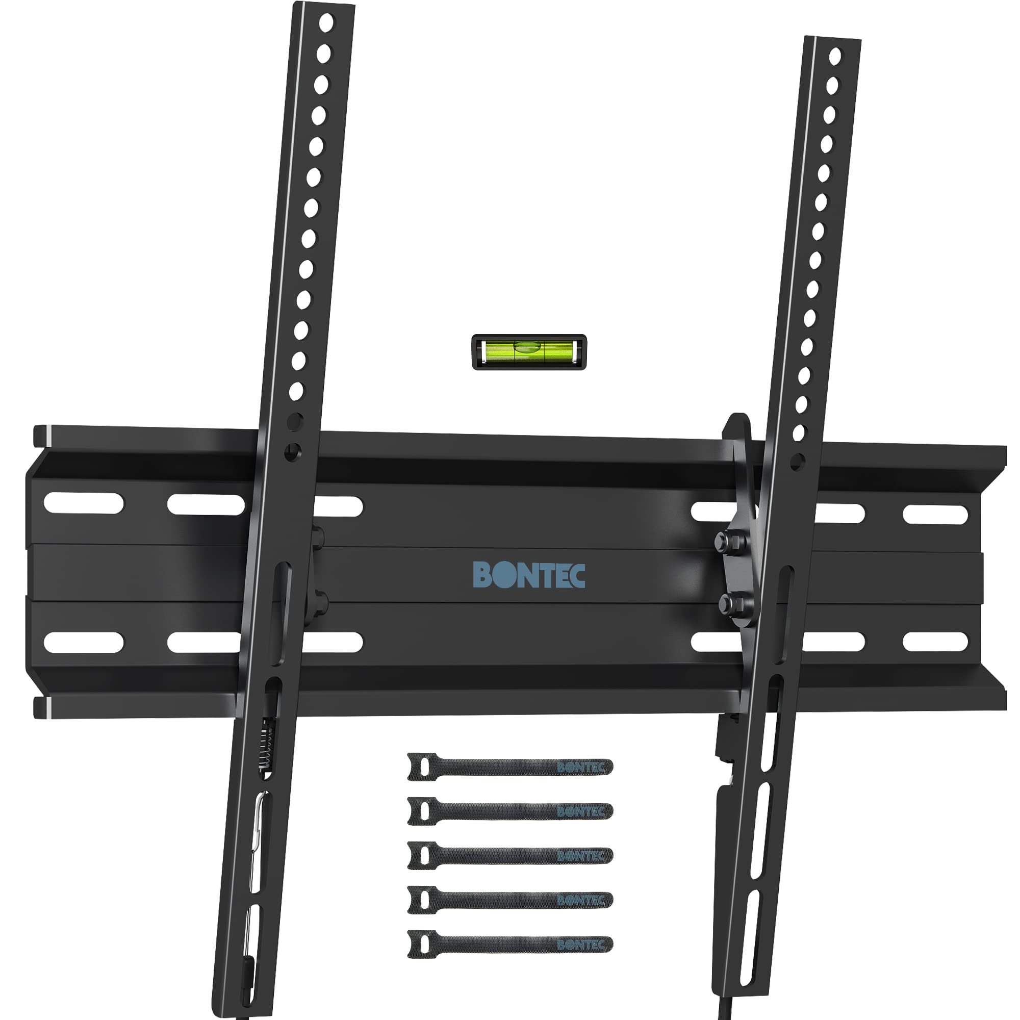 BONTEC Ultra Slim TV Wall Bracket, Tilting TV Wall Mount for 23-60 Inch Flat and Curved TVs, Low Profile Wall Mount 30mm from Wall, Universal TV Mount Holds 45kg, Max VESA 400x400mm, Secure Lock