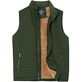 Flygo Men's Fleece Lined Winter Warm Outdoor Padded Puffer Vest Thick Sleeveless Jacket with Pockets