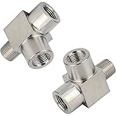 Metalwork 304 Stainless Steel Pipe Fitting, Street Tee, Male Run Tee, 1/8" NPT Male x 1/8" NPT Female x 1/8" NPT Female, 2 Pc