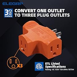 ELEGRP 3-Prong Heavy Duty Power Extender to Triple