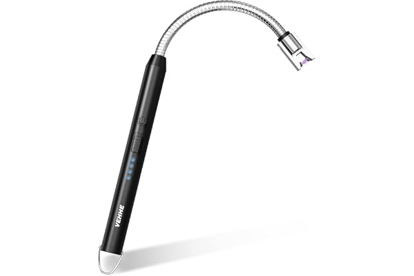 VEHHE Electric Lighter with 360° Flexible Neck, Flameless Windproof Long Candle Lighter with Led Battery Display, USB C Recha
