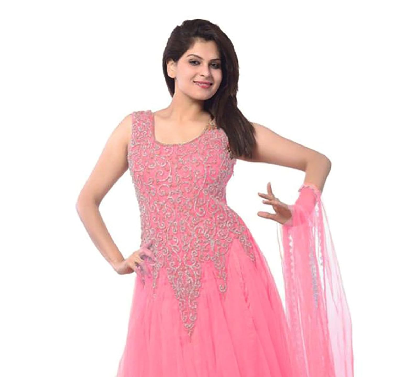 jksm women net embroidered semi stitched anarkali salwar suit(pink_free-size_lolipop-pink)