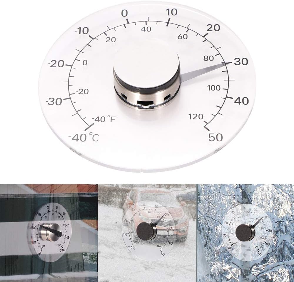 Thermomètre De Fenêtre Rond Transparent - Sans Pile, étanche, Auto-adhésif, Diamètre 18 Cm, Pour Température Extérieure