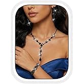 Unicra Rhinestone Bride Wedding Jewelry Sets Bridal Necklace Bracelet Earrings Set Prom Costume Jewelry for Women and Brides