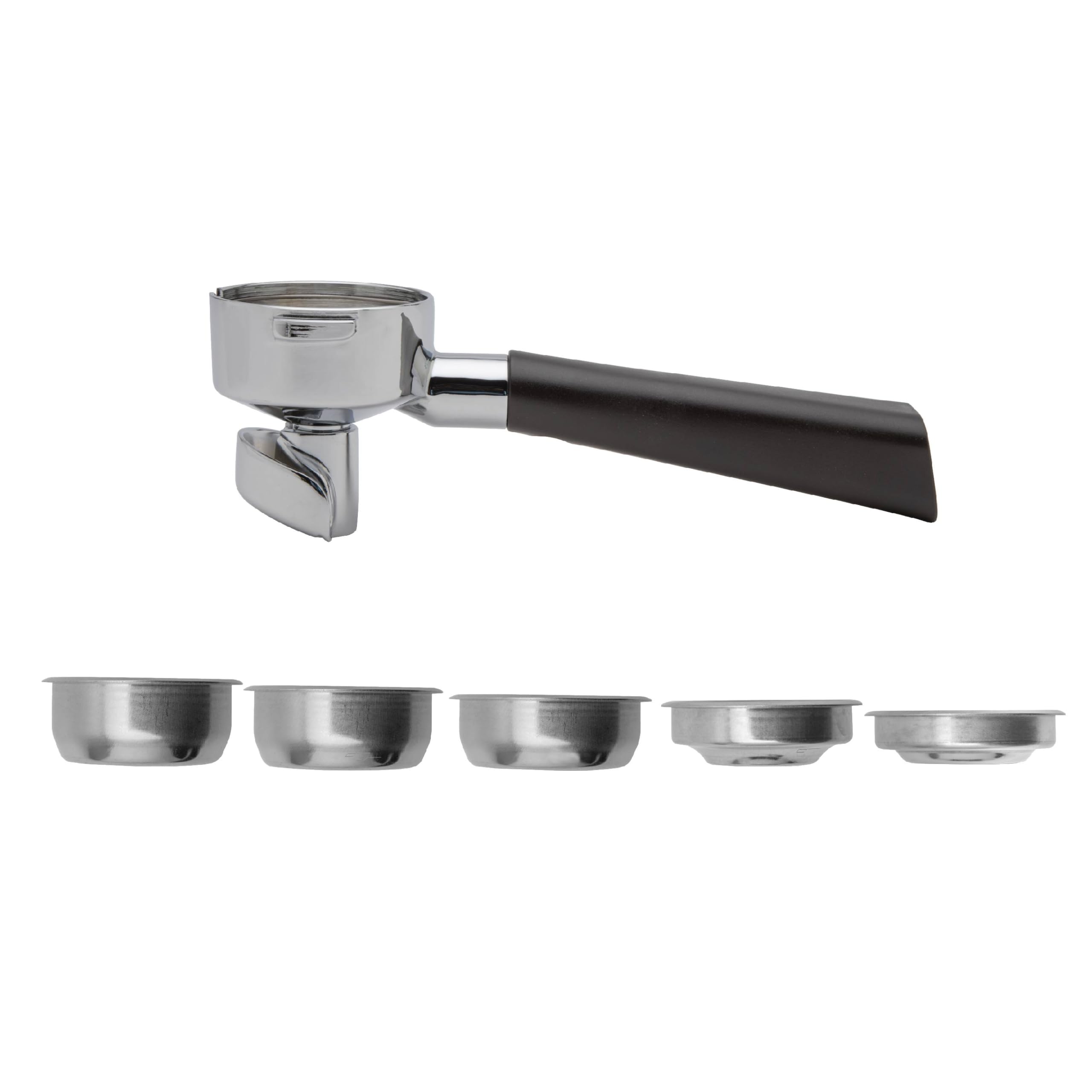 LELIT - LELIT57 2-Way Portafilter - Double Spout - Includes Stainless Steel Filter - Design Handle - PLA572V - Silver/Brown