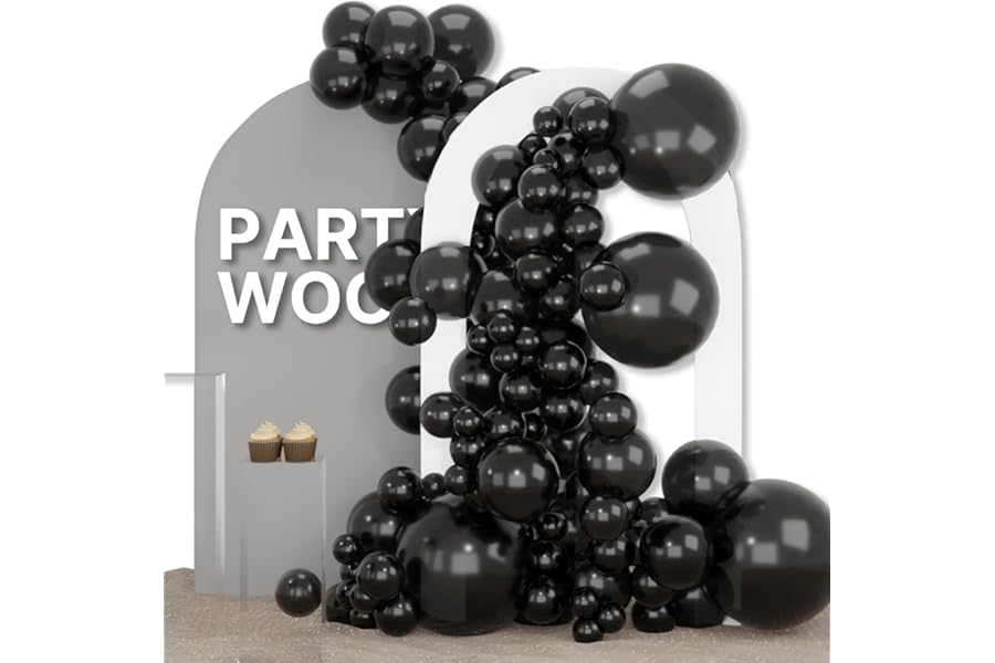 PartyWoo Black Balloons 155 pcs Different Sizes of 18 12 10 5 Inch Black Balloons Arch Kit Garland for Baby Shower Birthday Graduation Casino Gaming Anniversary Race Car Party Decorations Black-Y18