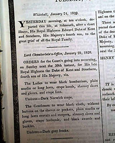 Amazon Com Best King George Iii Of The United Kingdom Son S Death 10 London Uk Newspaper The London Gazette England Jan 25 10 Entertainment Collectibles