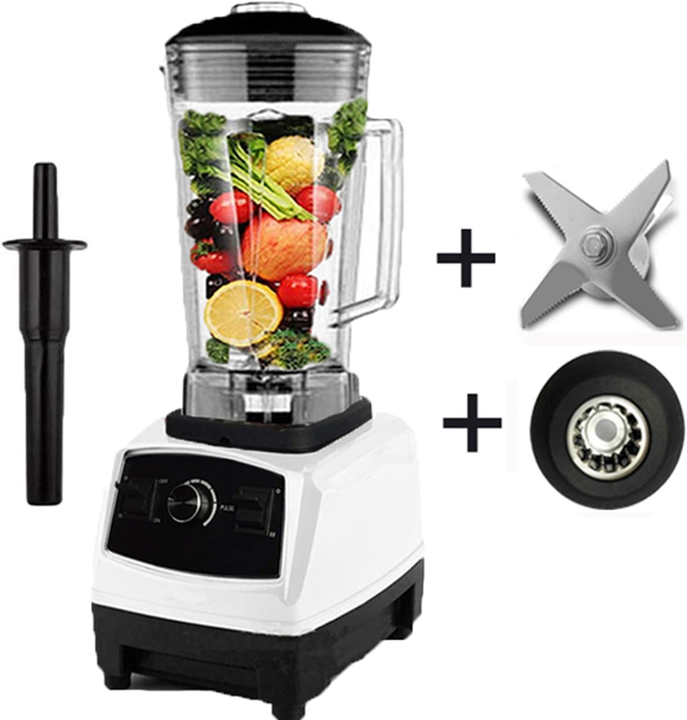 2200W Heavy Duty Commercial Blender Professional Blender Mixer Food Processor Japan Blade Juicer Ice Smoothie Machine,White blade drive,UK Plug