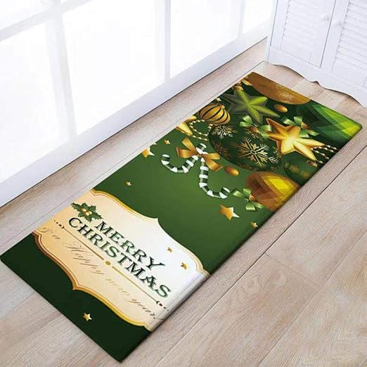 Eanpet Merry Christmas Rug Thin Runner Rug Doormat Xmas Home Decor Pet Feeding Mat Pad Floor Carpet Blue Christmas Ball Home Decor Area Rugs Runners Pads Digimax Dental