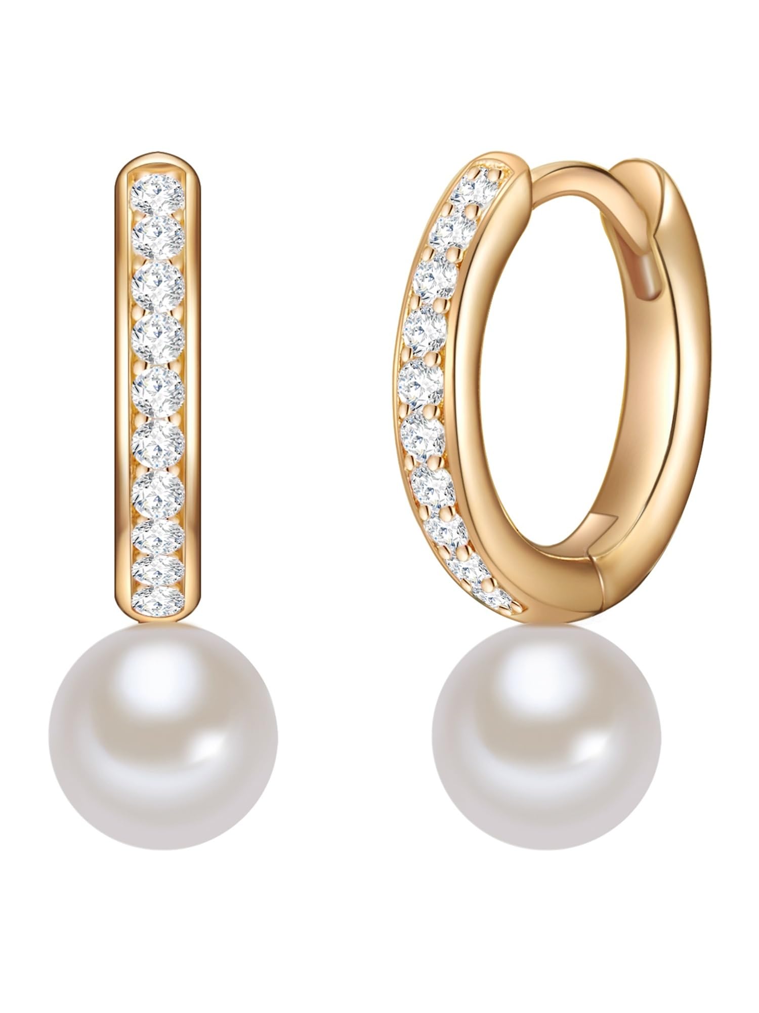 Valero Pearls Female 925/- Sterling Silver Zirconia (CZ) Fresh Water Cultured Pearl(s) approx. 6,5-7,0 mm Hoop earring